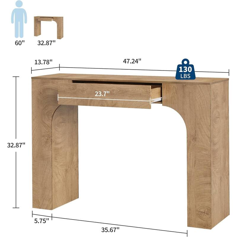 Farmhouse 47 in Console Table, Entryway Table with Drawer