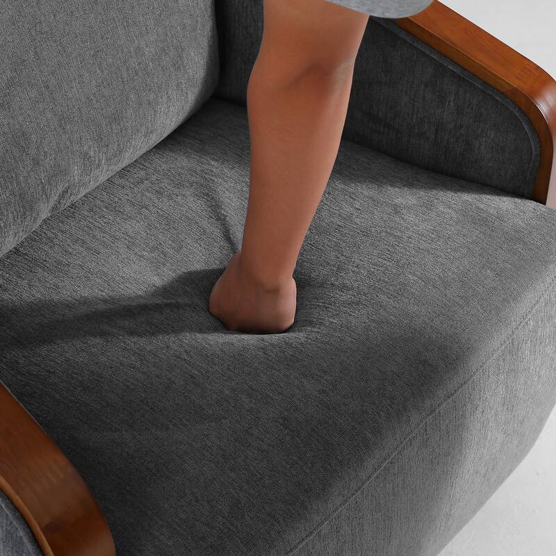 Mid-Century Modern Swivel Accent Armchair Chenille Upholstered Chairs