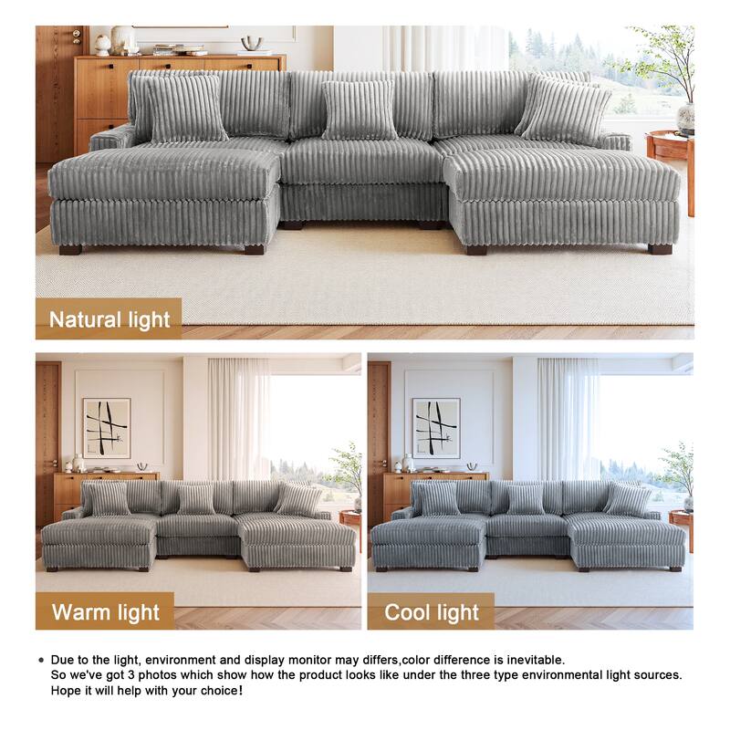 118.4"W Plush Modular Sectional Sofa with Pillows
