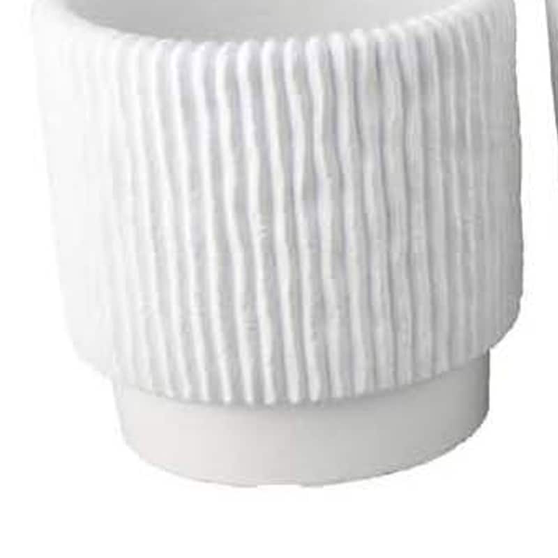 Zeri 3pc Planter Set, Ribbed Grooved White Terracotta, 8,10,12 Inch