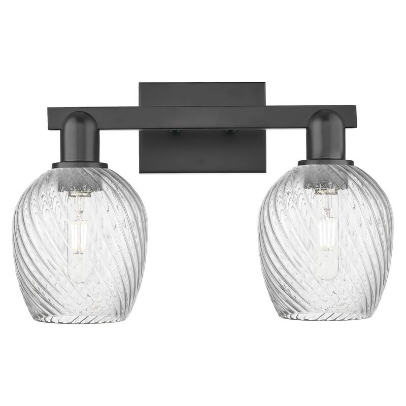 Innovations Lighting 716-2W-12-17 Salina Vanity Salina 2 Light 17" - Matte Black / Clear Spiral Fluted
