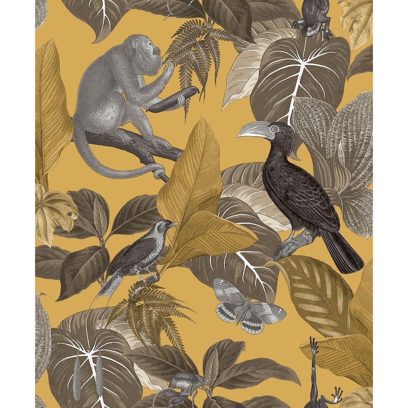 Galerie Wallcoverings Into The Wild Tropical Life Non-woven Metallic Wallpaper Roll