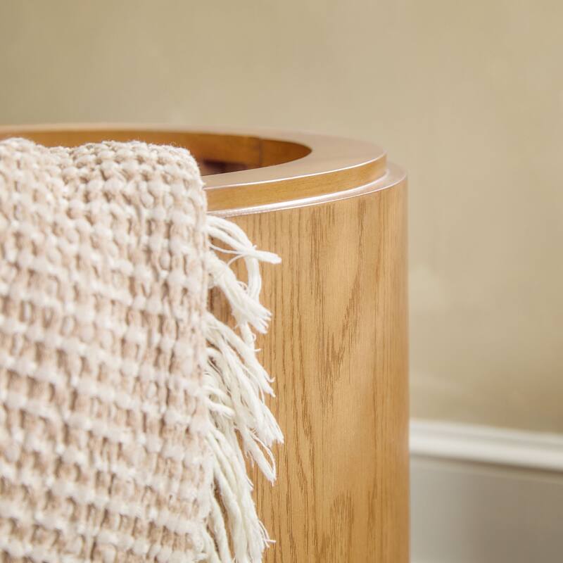 Walker Edison Modern Easy Assembly Oak Veneer Side Table with Storage