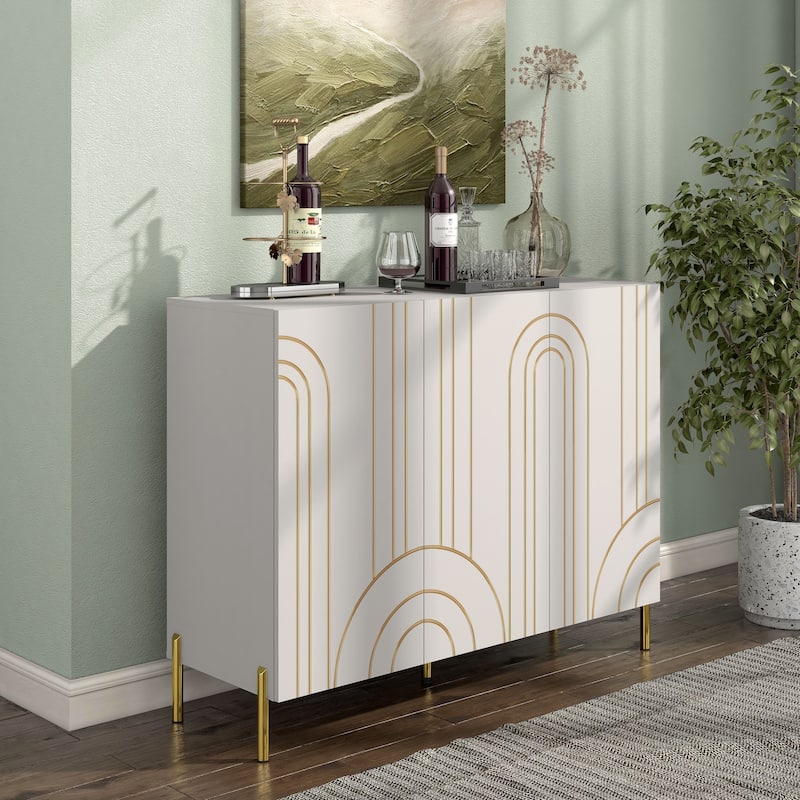 DH BASIC Modern Adjustable 4-Shelf Dining Sideboard Buffet with Storage Cabinet by Denhour