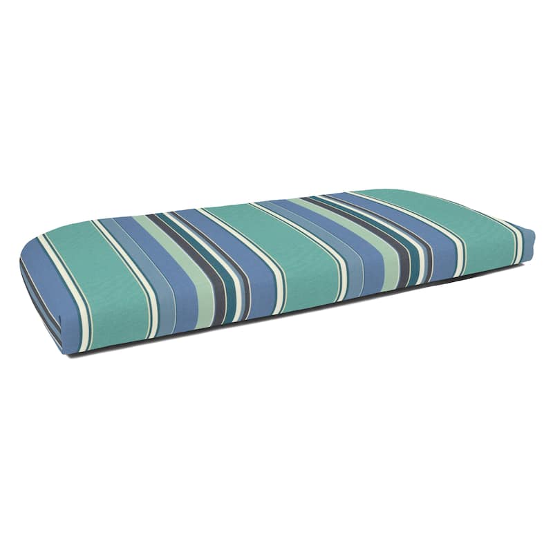 Sunbrella Stripe Fabric 1-Piece Indoor/Outdoor Wicker Bench Cushion, 43.5"W x 19.5"L, Maxim Forest Green - 43.5"W x 19.5"L - Dolce Oasis