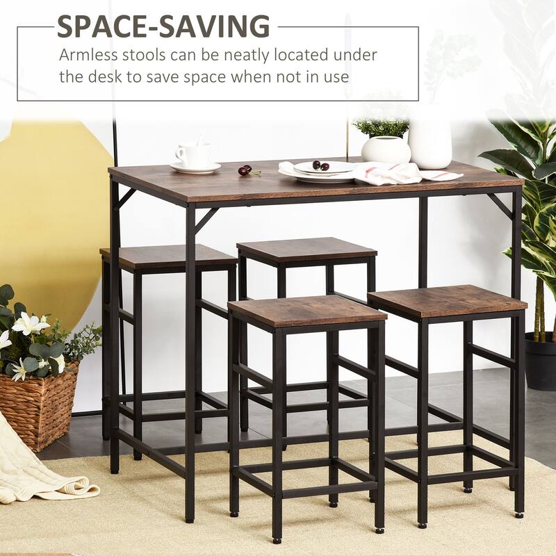 5 Piece Industrial Rectangular Dining Set
