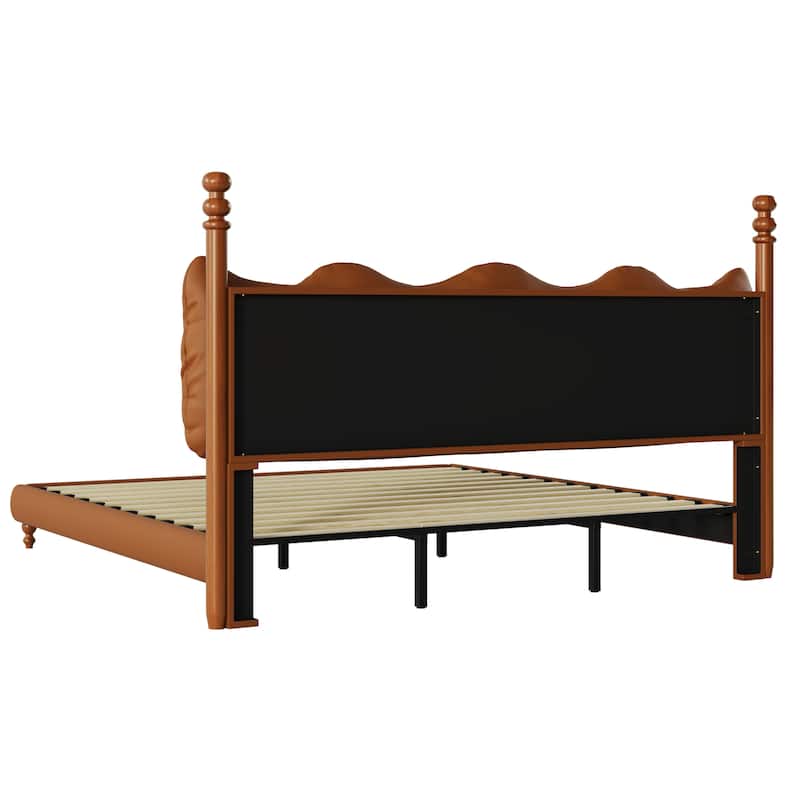 Calka Luxury Upholstered PU Leather Bed by Christopher Knight Home