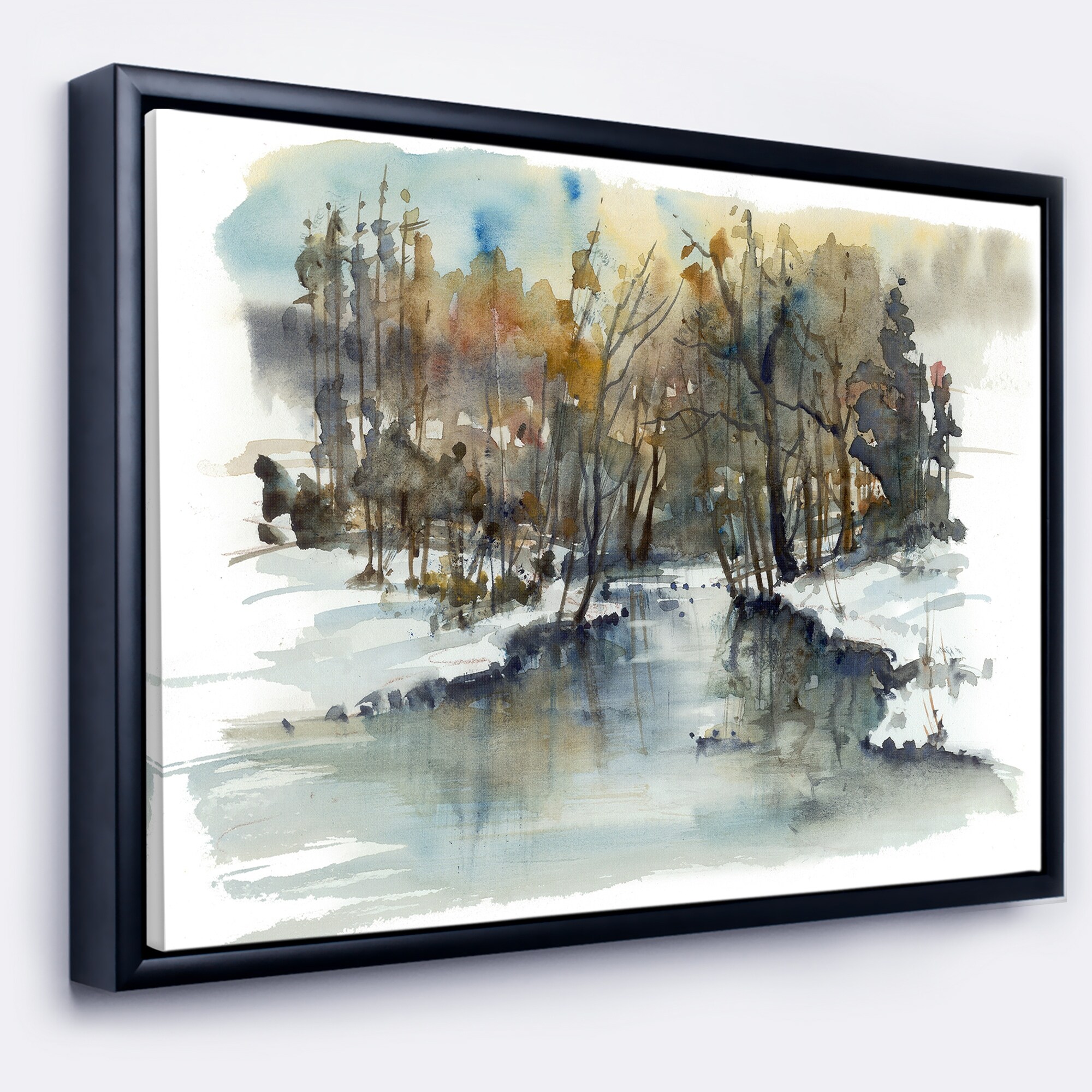 Shop Designart River In Woods Watercolor Landscape Painting
