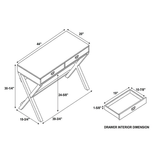 Poppy White X-base Writing Desk