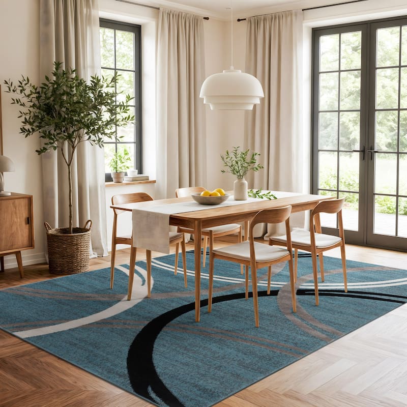 World Rug Gallery Contemporary Abstract Circles Design Area Rug