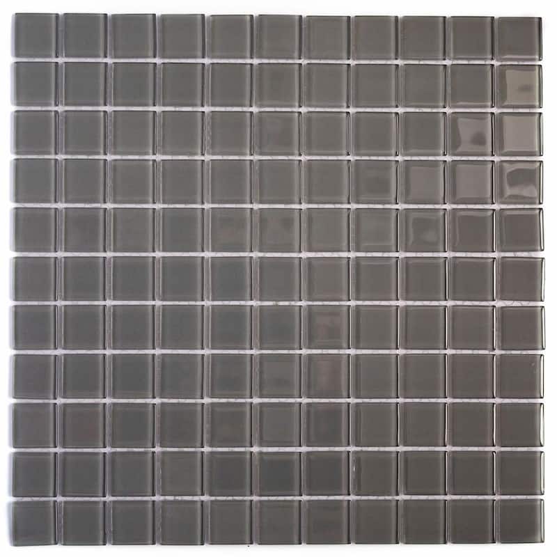 Apollo tile 12" x 12" Colorway Glossy Coin Gray Glass Tile (9.67 sq ft/case) - 10 Pack