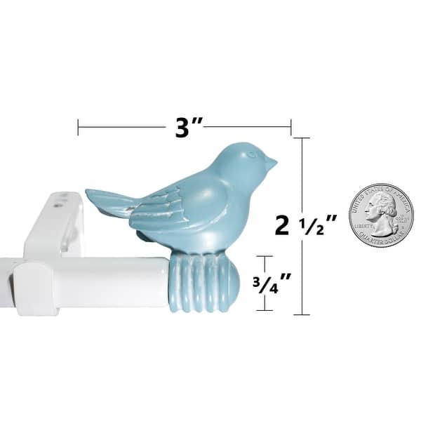dimension image slide 8 of 11, Cute Bird Finial Adjustable Decorative Designer Curtain Rod