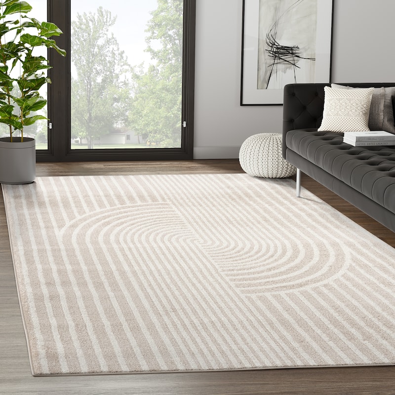 Abani Rugs Nuevo Beige Arch Pattern Knot Area Rug - 5'3" x 7'6" - Cream