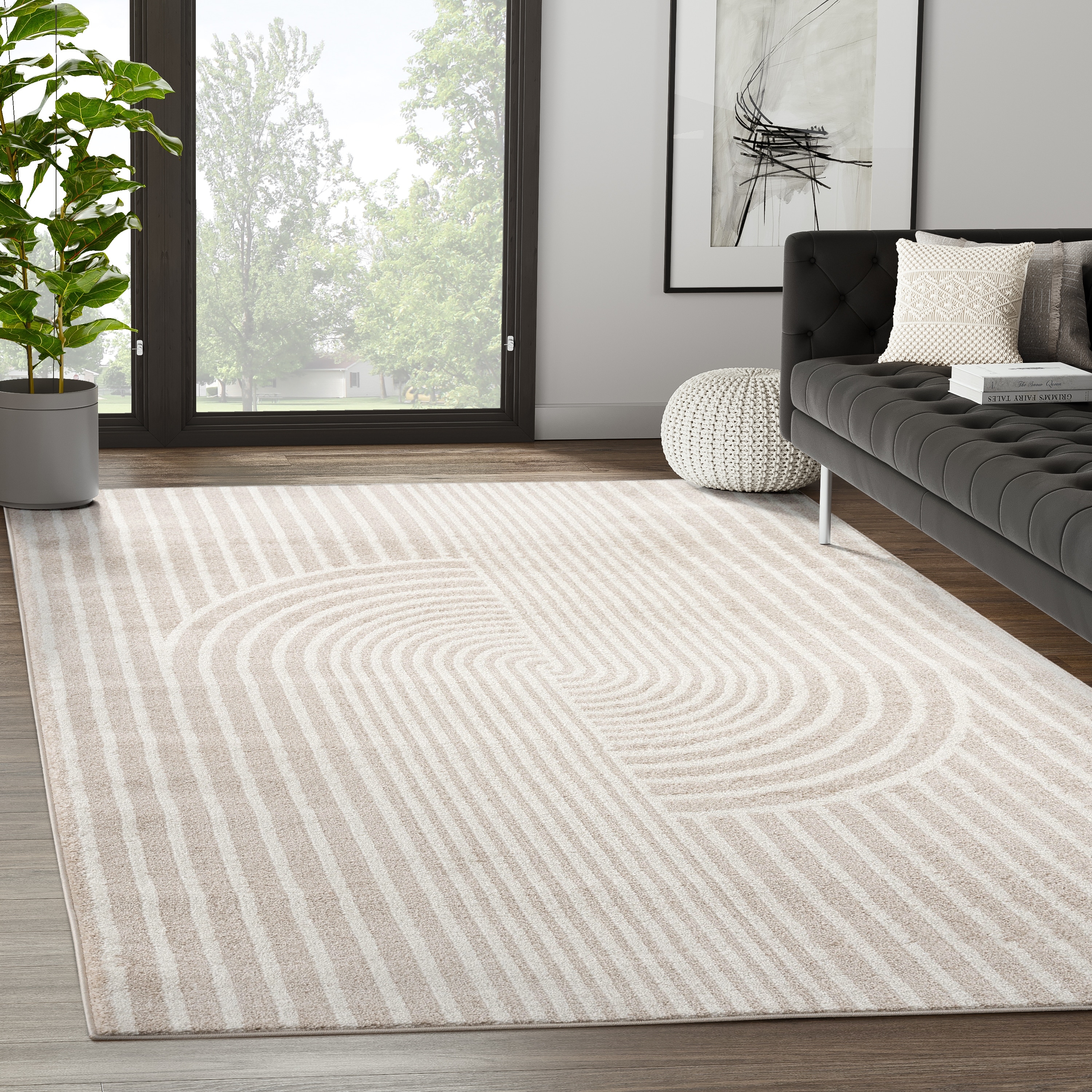 Abani Rugs Nuevo Beige Arch Pattern Knot Area Rug