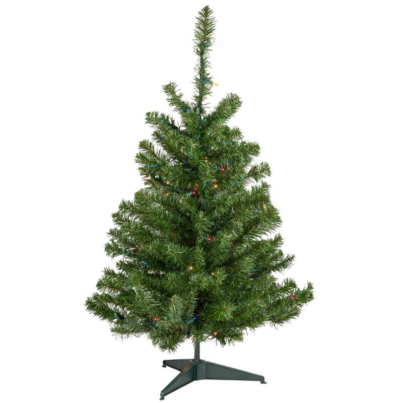 3' Medium Canadian Pine Artificial Christmas Tree Multicolor Lights - 3 Foot
