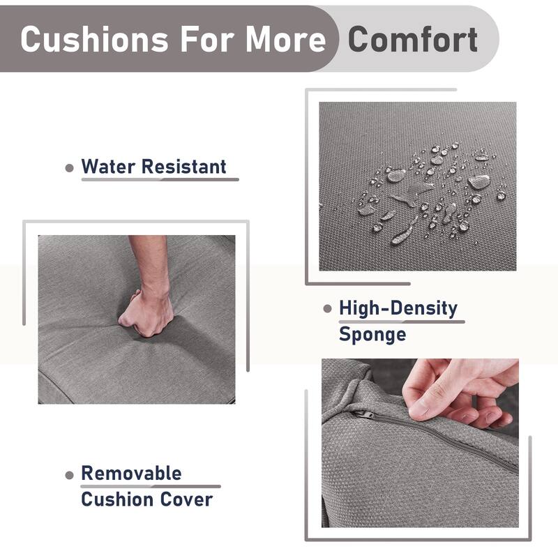 Outdoor Patio Chairs with Sofa Ottoman Grey-Grey - Grey