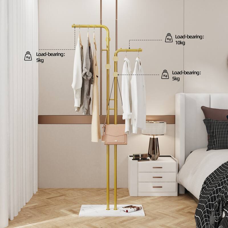 Heavy Duty Freestanding Coat Rack Granite Stone Base Clothes Hat Stand