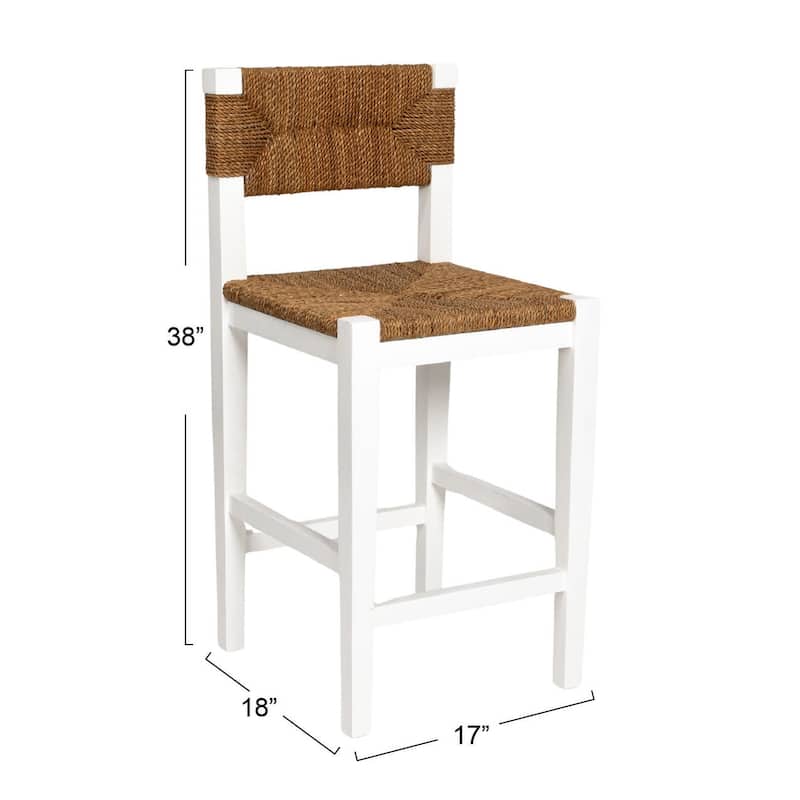 Willowbrook Solid Wood and Natural Woven Seagrass Rope Counter Stool