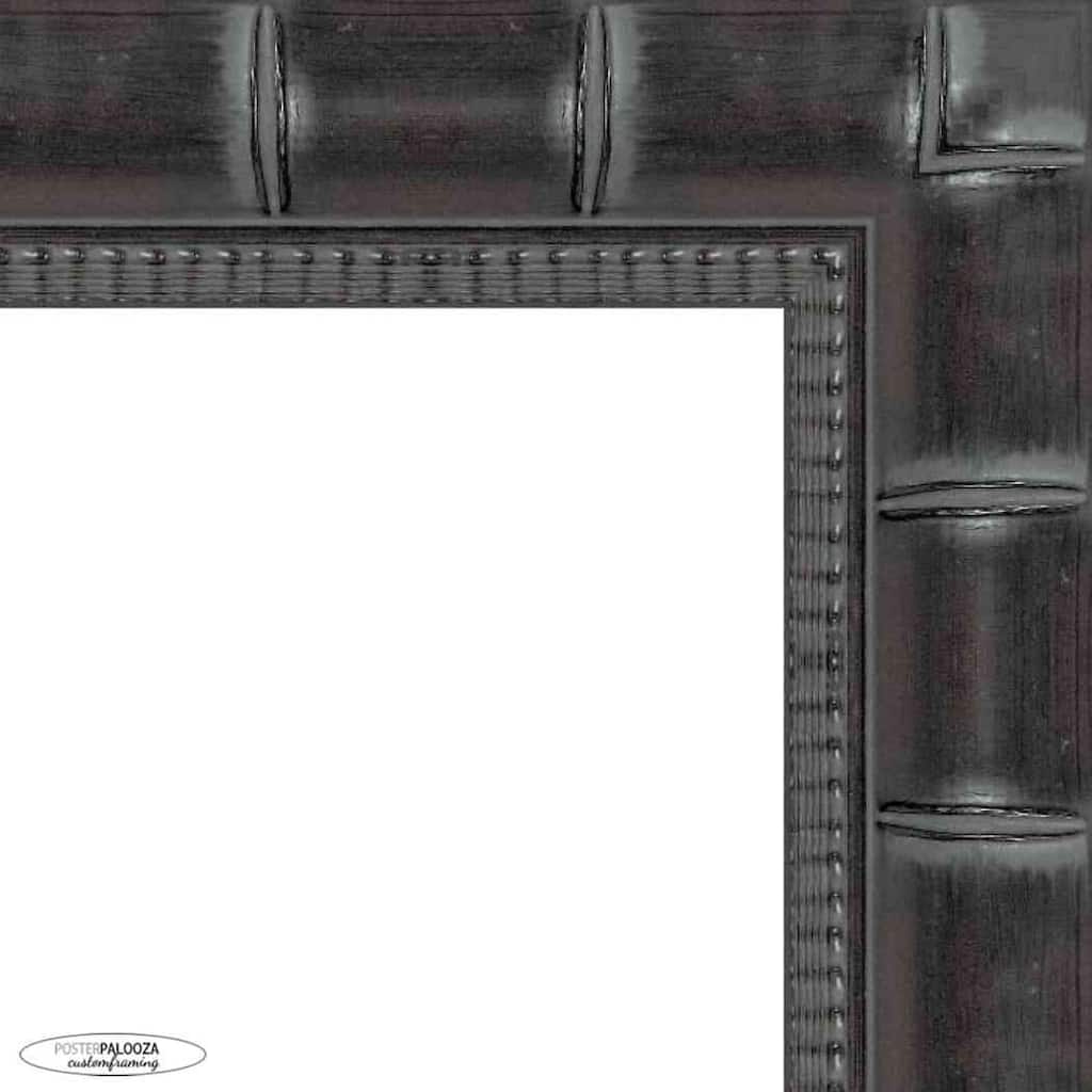 27x40 Black Wide Bamboo Picture Frame - UV Acrylic, Foam Board Backing, Hanging Hardware