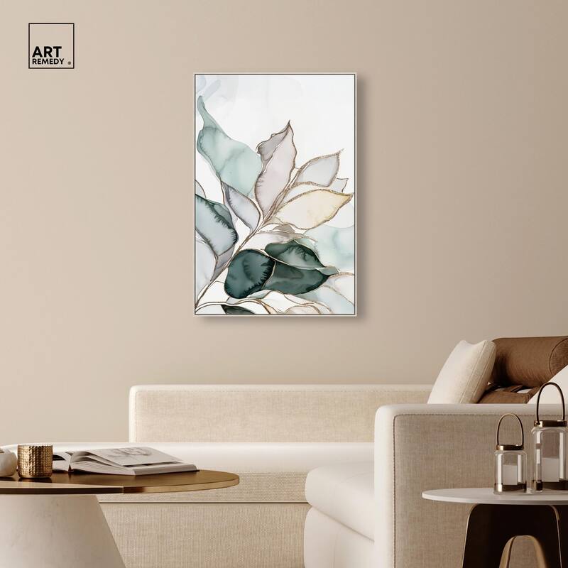 Pastel Leaves with Gold I Canvas by Art Remedy