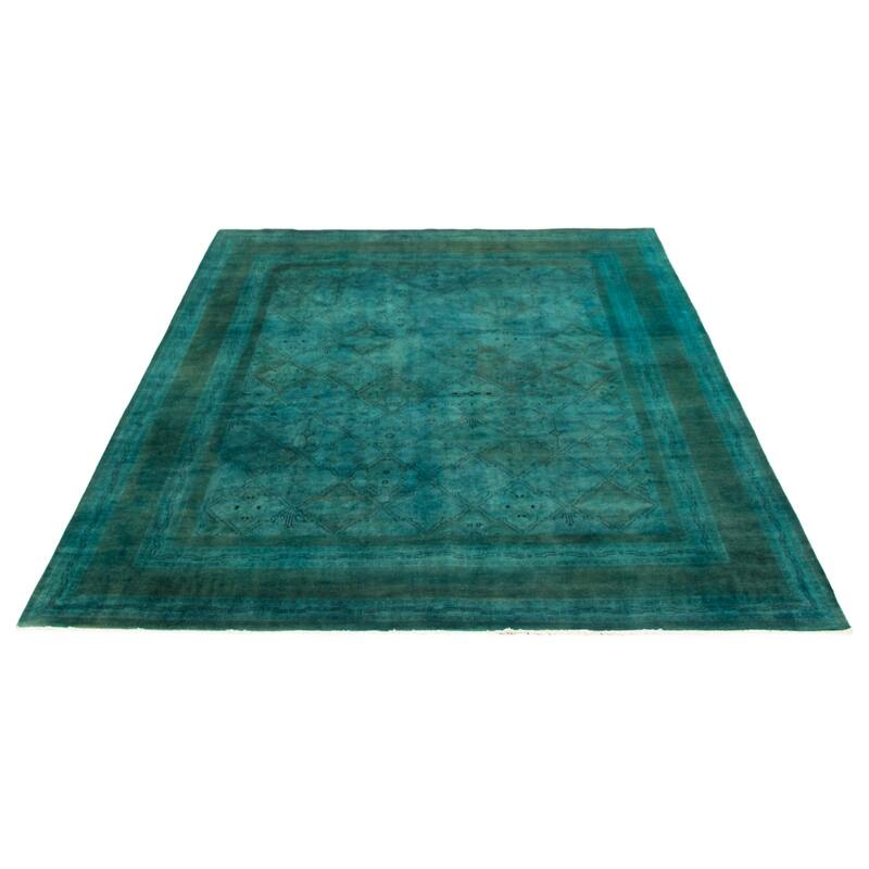 ECARPETGALLERY Hand-knotted Vibrance Teal Wool Rug - 8'0 x 9'8