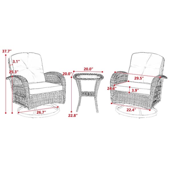 3pcs Outdoor Furniture Wicker set Bed Bath & Beyond 35705790