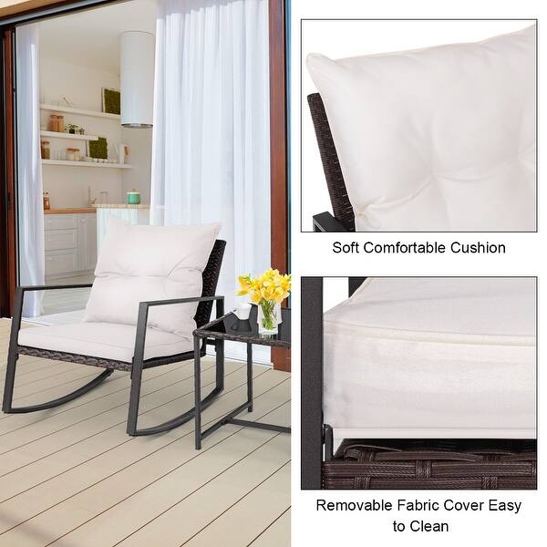 Shop Costway 3 Piece Patio Wicker Bistro Furniture Set W 2