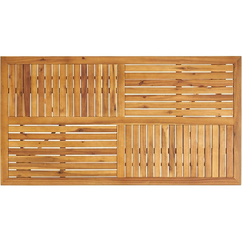 Roomfitters Outdoor 7-Piece Acacia Wood Dining Set with Rectangular Patio Table and 6 Chairs, Teak