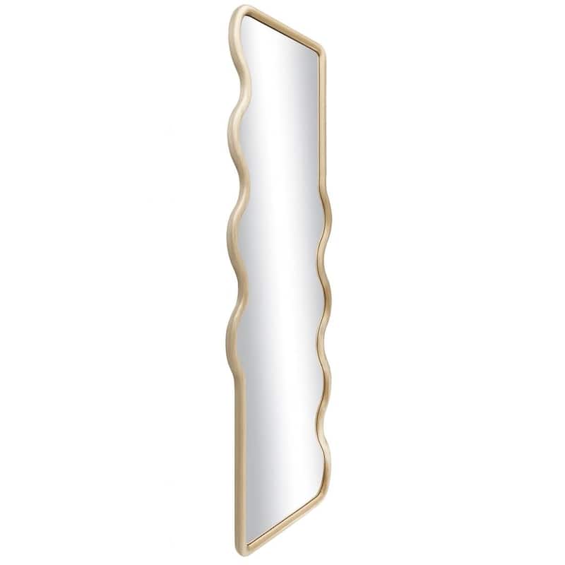 Funky Flow Waveform Mirror 24"x67" Solid Wood Full-Length Wall Decor - Brown