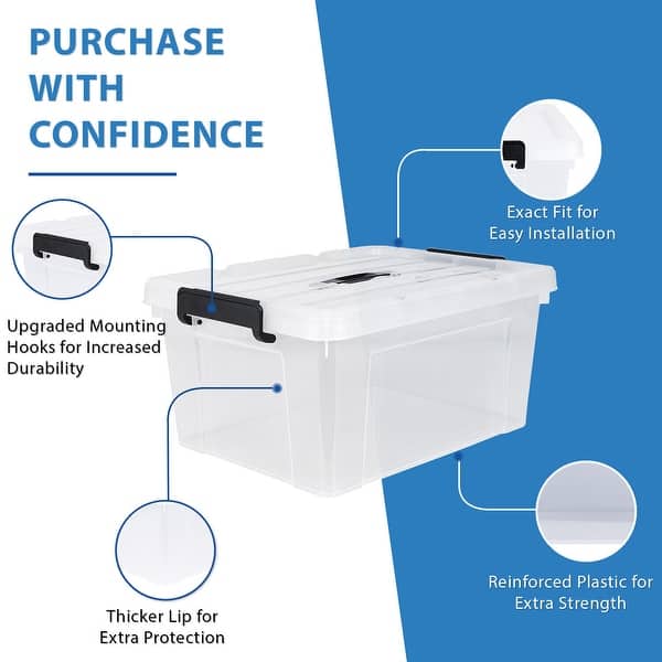 6Pack 42 Qt Clear Plastic Storage Totes with Latching Lids Bed Bath