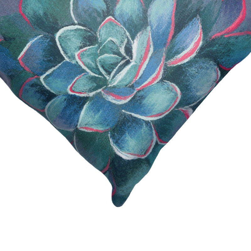 Liora Manne Visions IV Succulent Indoor/Outdoor Pillow Lapis 12" x 20"