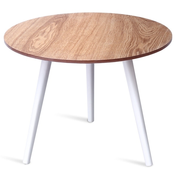 Costway Modern Round Coffee Table Side Tea End Pine Costway Modern Round Coffee Table Side Tea End Pine Furniture Dining Living Room White