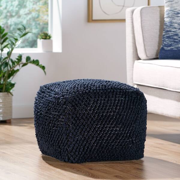 slide 43 of 48, Stekar Boho Handcrafted Tufted Fabric Cube Pouf by Christopher Knight Home Navy Blue