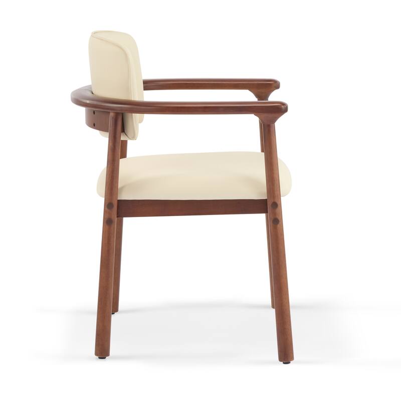 Modern Dining Chair Living Room Decorative Chair with PU Foam Seat and Rubberwood Frame, for Dining Room and Kitchen, Set of 2