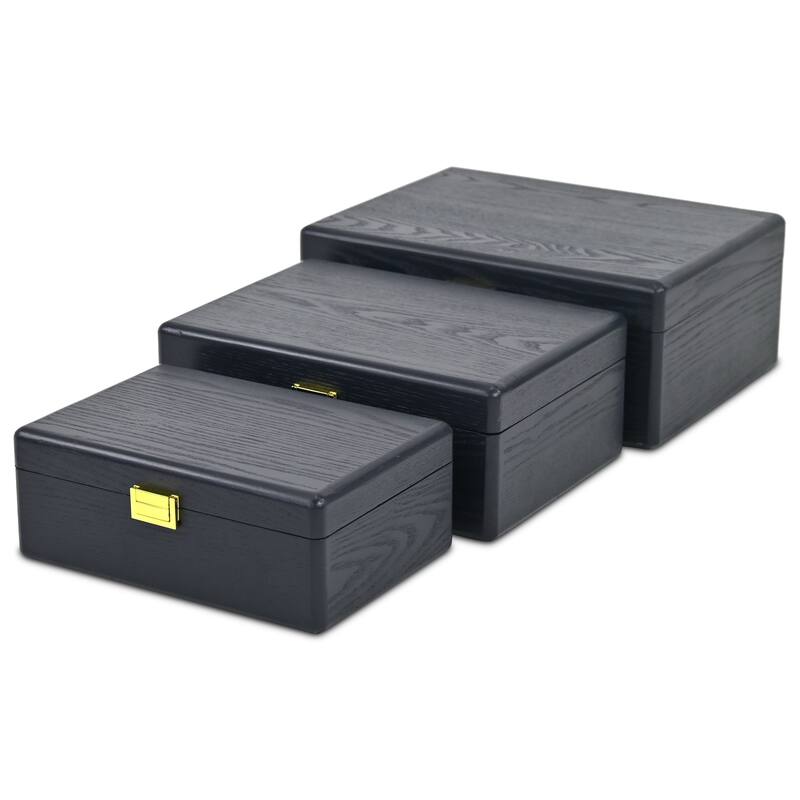 Sable Set of 3 Rectangular Decorative Storage Boxes - Navy Blue - N/A