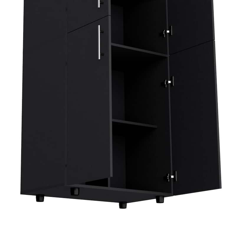 18.9" Modern Double-door Armoire with 6 Shelves and 2 Hanging Rods for Bedroom