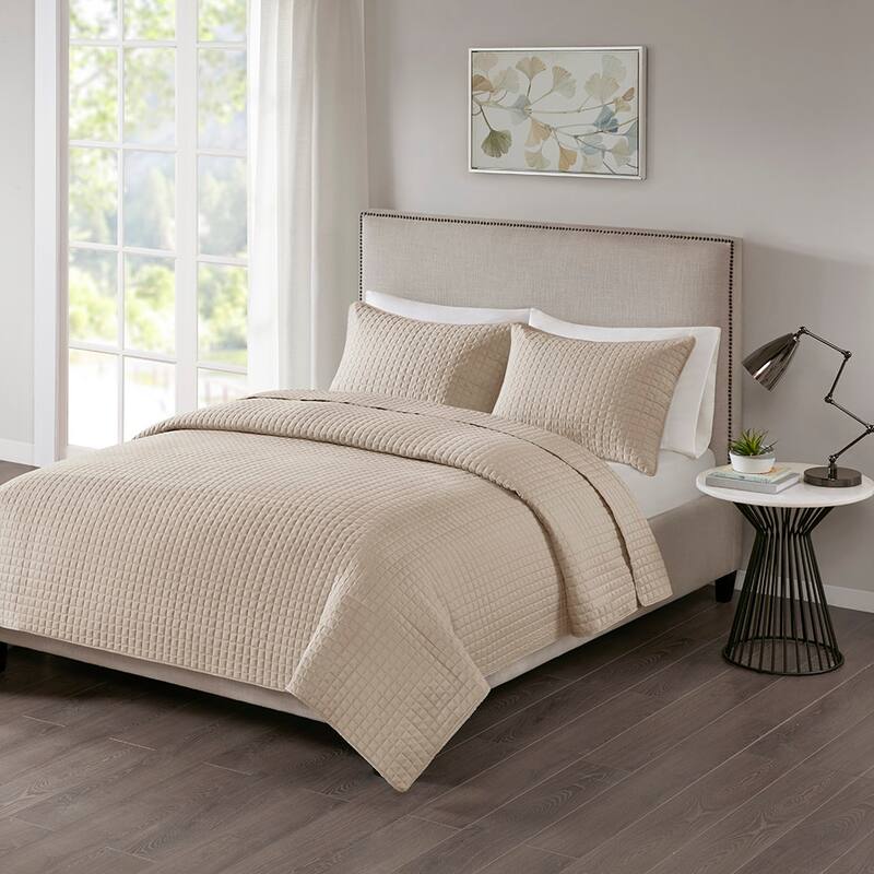 510 Design Otto 3 Piece Reversible Quilt Set - Khaki - Queen