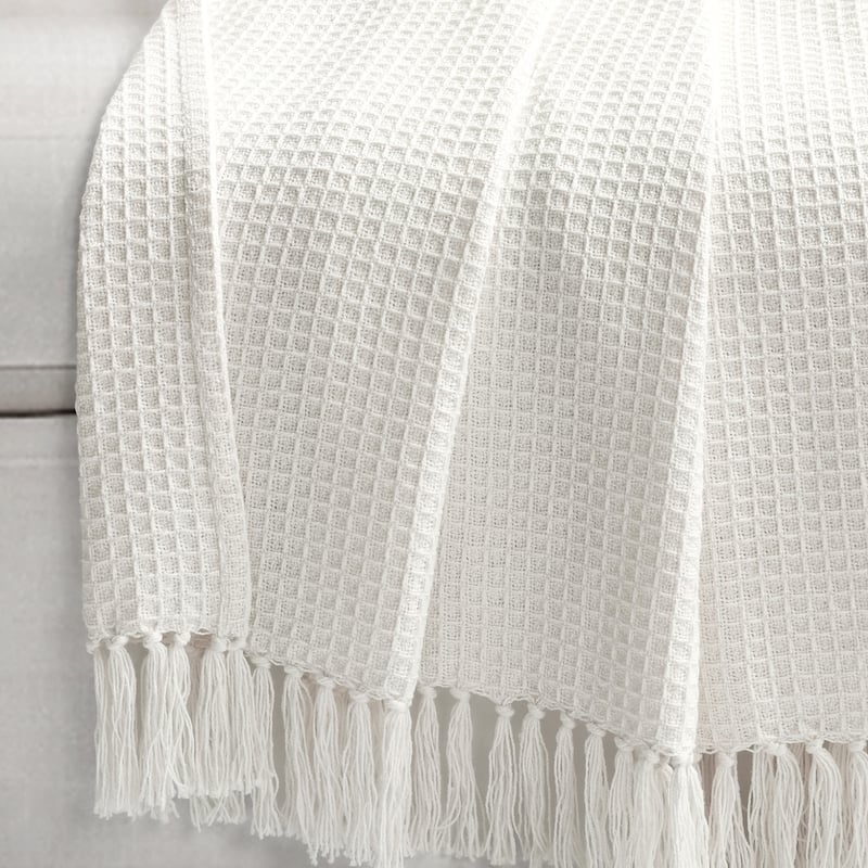 Lush Decor Waffle Cotton Knit Throw Blanket