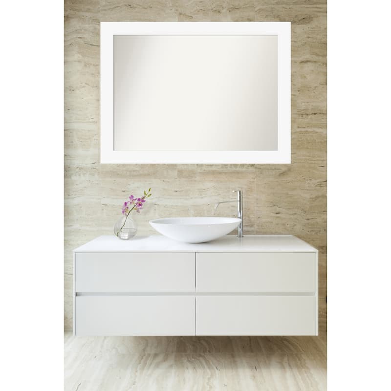 Basic Non-Beveled Wood Framed Bathroom Vanity Wall Mirror