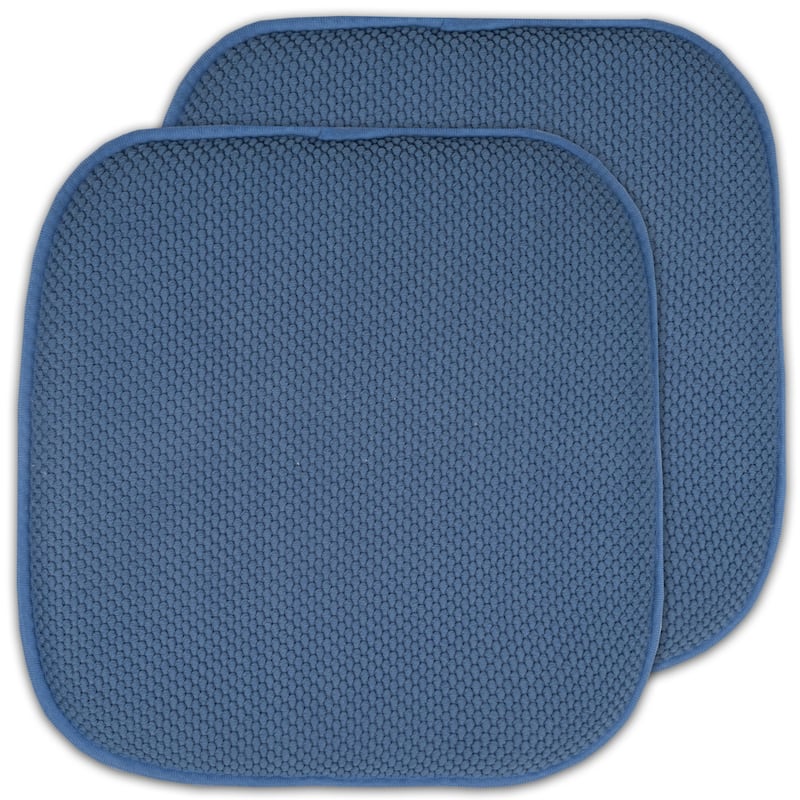 16-in. Square Non-slip Memory Foam Seat Cushions (2 OR 4) - 16 X 16 - Set of 2 - Blue