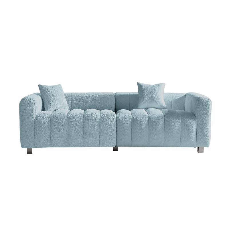 83.46'' Premium Velvet Sofa 3-Seater Loveseat, Modern Bubble Upholstered Couch with Metal Base Legs
