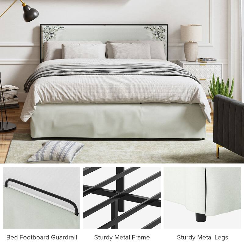 Oliver Modern Washable Slipcover Bed Upholstered Metal by HULALA HOME