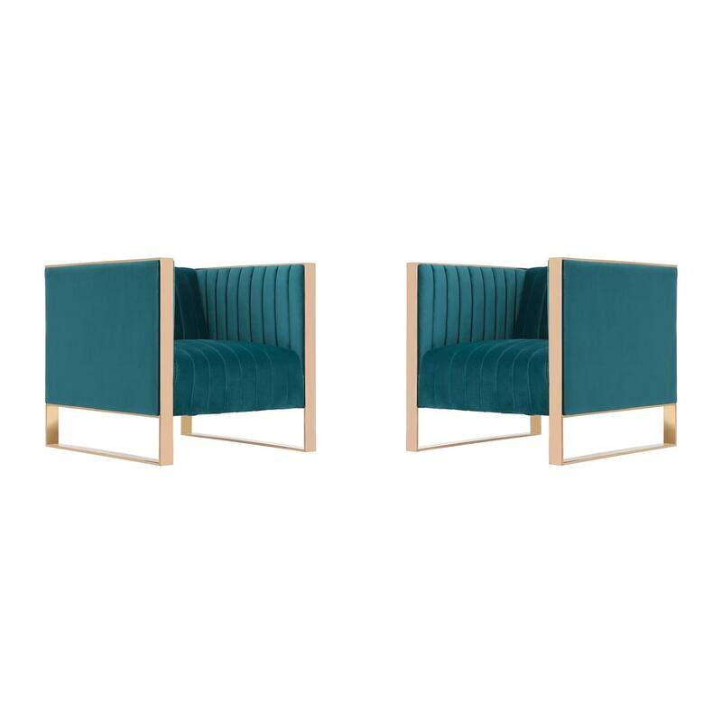 Manhattan Comfort Trillium Gold Frame Velvet Accent Chair (Set of 2)