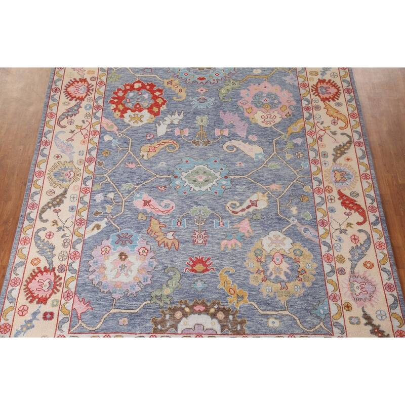 Floral Oushak Area Rug Handmade Wool Carpet - 8'11"x 11'9"