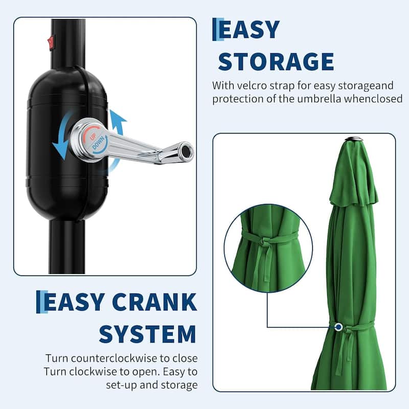 9ft Outdoor Patio Half Umbrella, with Smooth Crank Lift