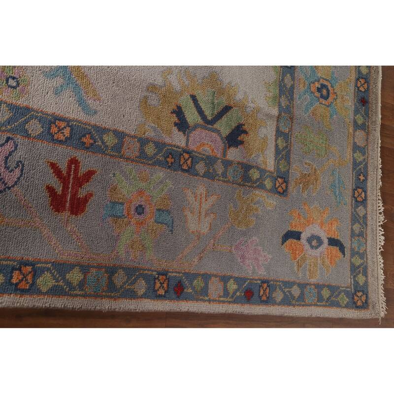 Earth Tone Floral Oushak Indian Area Rug Handmade Wool Carpet - 8'1"x 9'10"