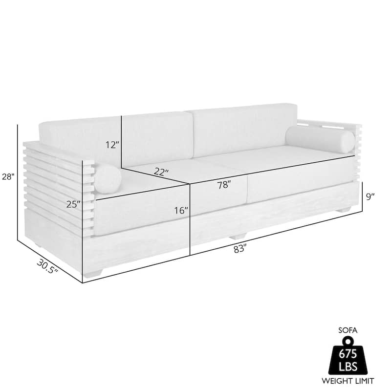 Vivid Eucalyptus Solid Wood All Weather Outdoor 3 Seater Patio Sofa with Olefin Cushions