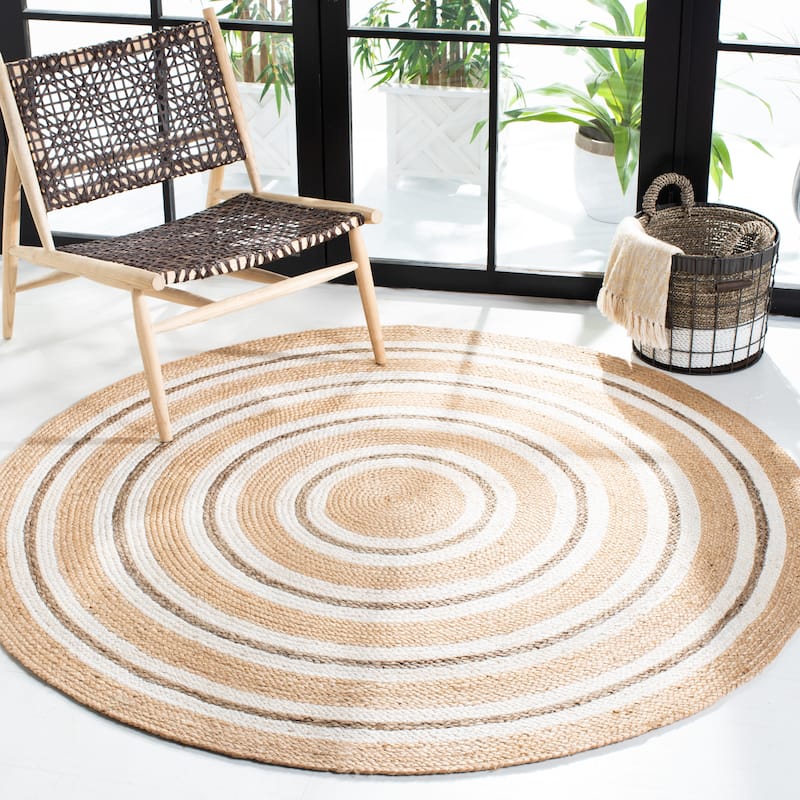SAFAVIEH Natural Fiber Reva Jute Rug - 6' Round - Natural/Ivory