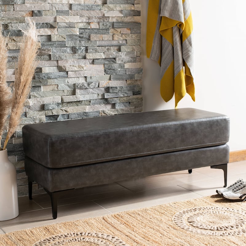 SAFAVIEH Elise Rectangular Bench - 48" x 18" x 18" - Grey/Black