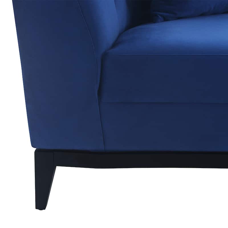 Melange Velvet Sofa with Black Wood Base